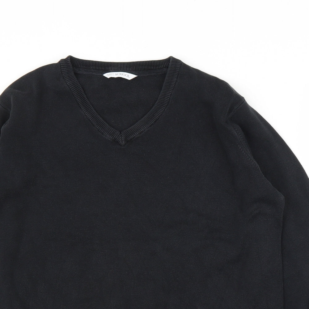 M&S Boys Black   Pullover Jumper Size 16 Years  - School