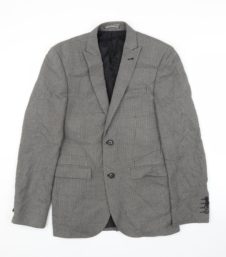 NEXT Mens Grey Houndstooth  Jacket Suit Jacket Size 36
