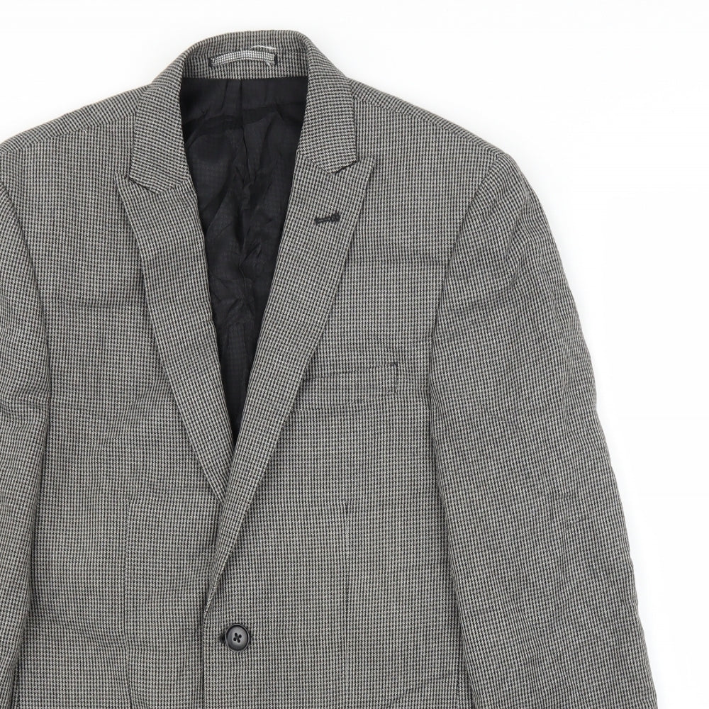 NEXT Mens Grey Houndstooth  Jacket Suit Jacket Size 36