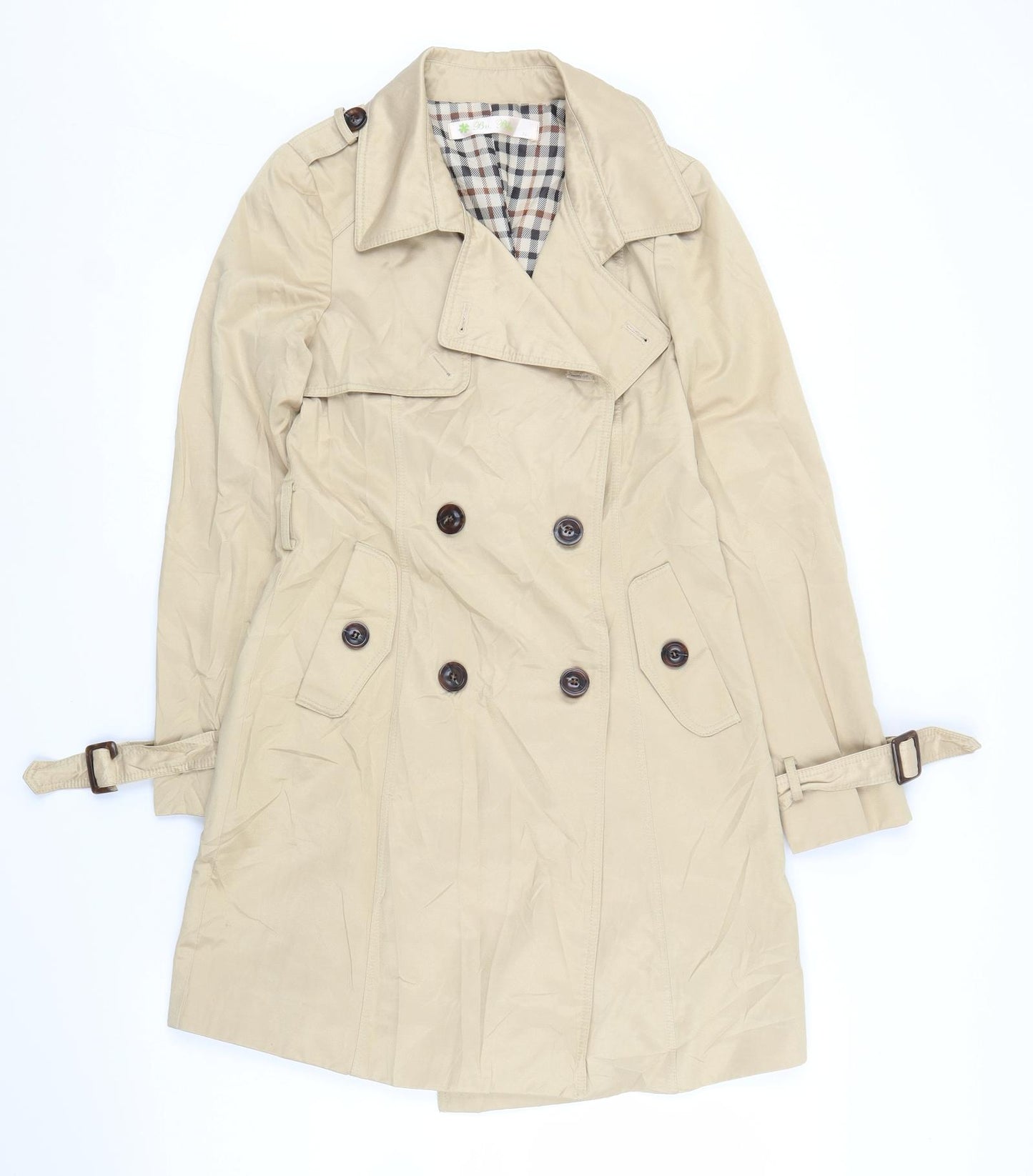 Bv. Blu Womens Beige   Trench Coat Coat Size 6