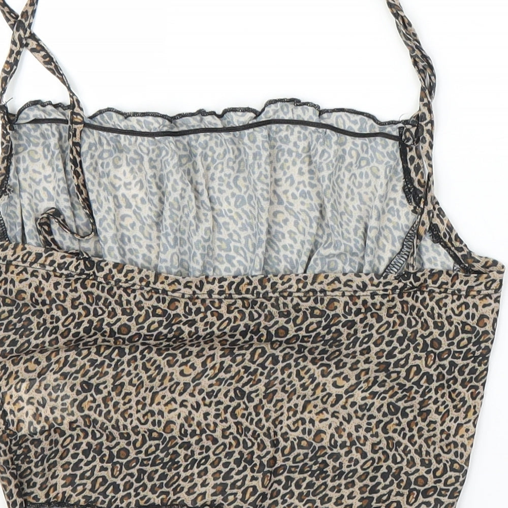 SheIn Womens Beige Animal Print  Camisole Blouse Size M