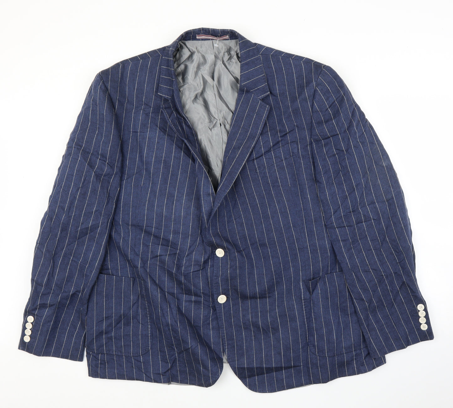 M&S Mens Blue Striped  Jacket Suit Jacket Size 48
