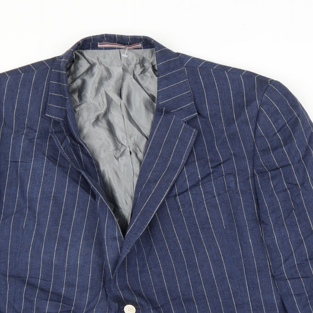 M&S Mens Blue Striped  Jacket Suit Jacket Size 48