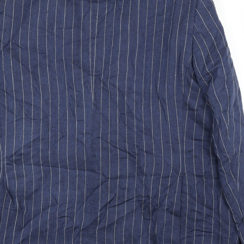 M&S Mens Blue Striped  Jacket Suit Jacket Size 48