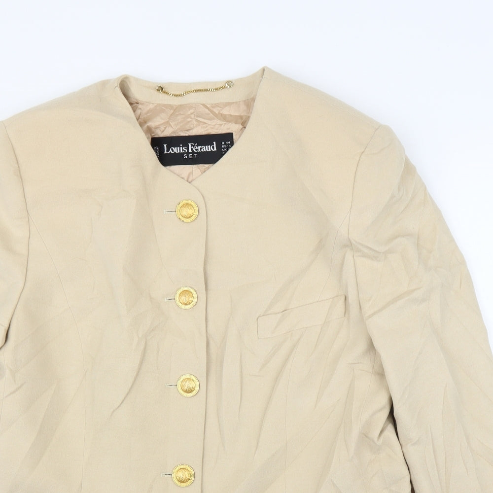 Louis Feraud Womens Beige   Cardigan Jumper Size 18