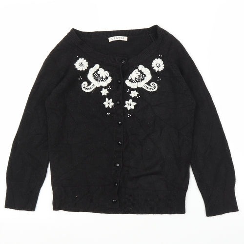 George Womens Black Floral  Cardigan Jumper Size 10