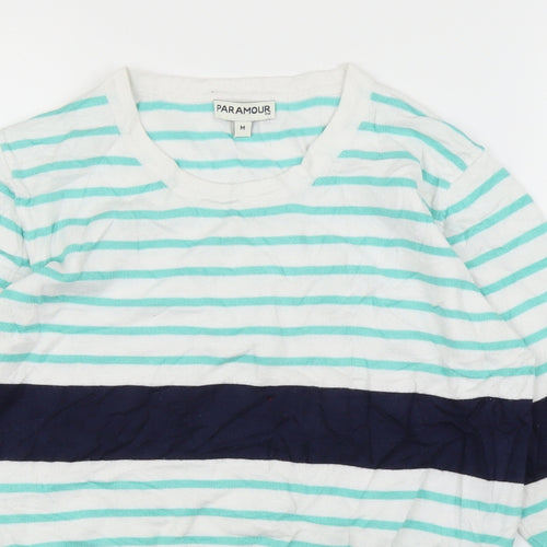 Paramour Womens Green Striped  Pullover Jumper Size M