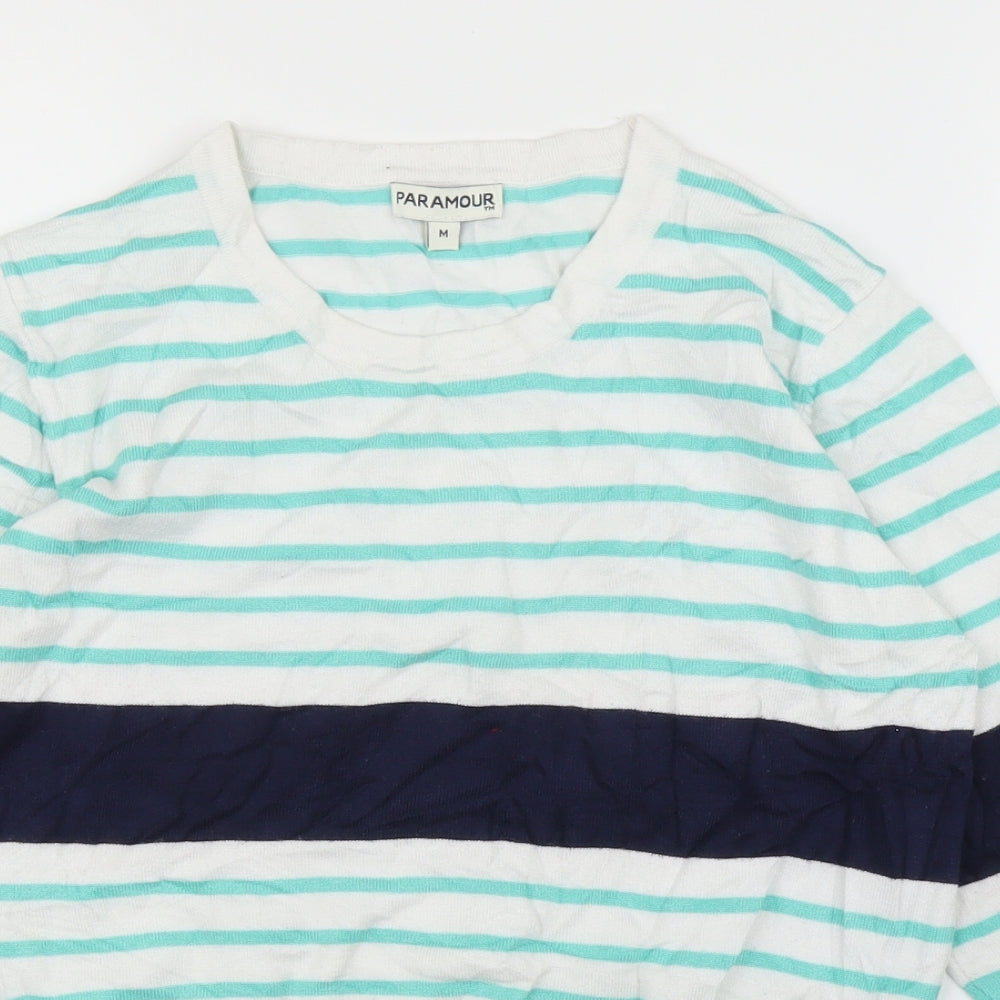 Paramour Womens Green Striped  Pullover Jumper Size M