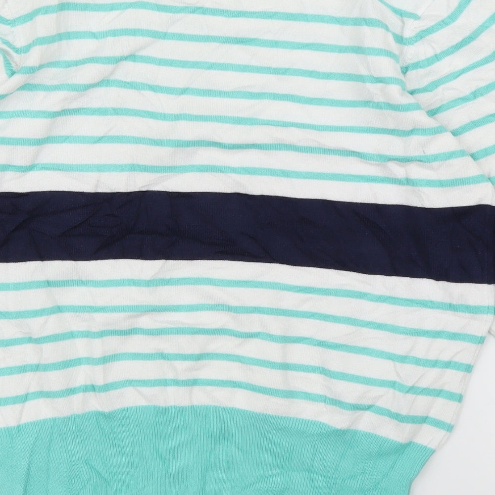 Paramour Womens Green Striped  Pullover Jumper Size M