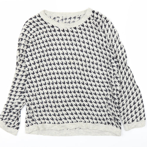 Preworn Womens Grey Houndstooth  Pullover Jumper Size M