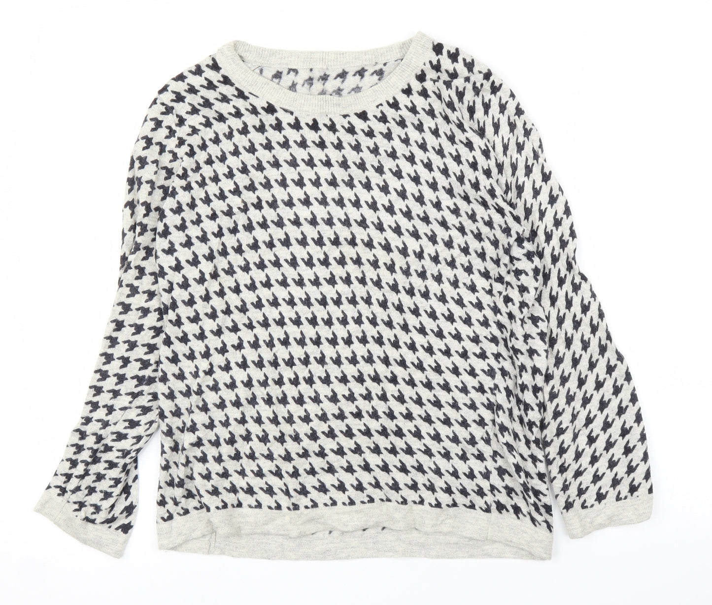 Preworn Womens Grey Houndstooth  Pullover Jumper Size M