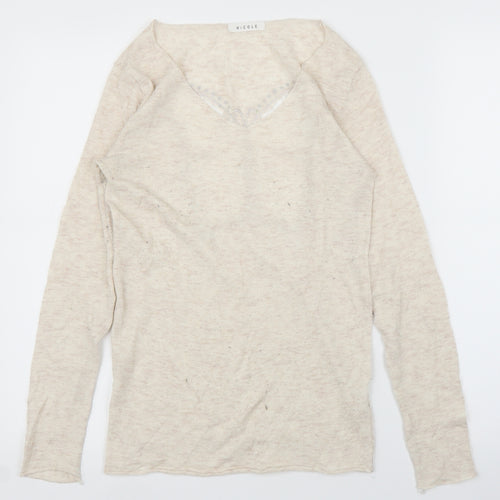 Nicole Womens Beige   Basic Blouse Size S  - Butterfly