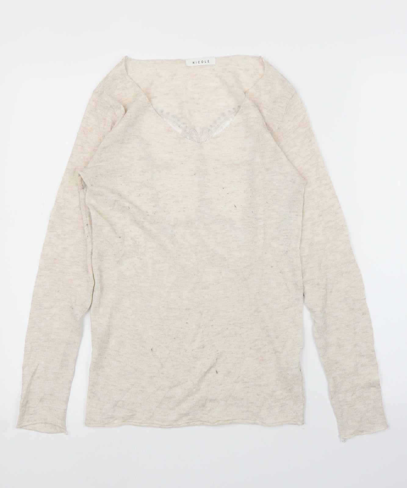 Nicole Womens Beige   Basic Blouse Size S  - Butterfly
