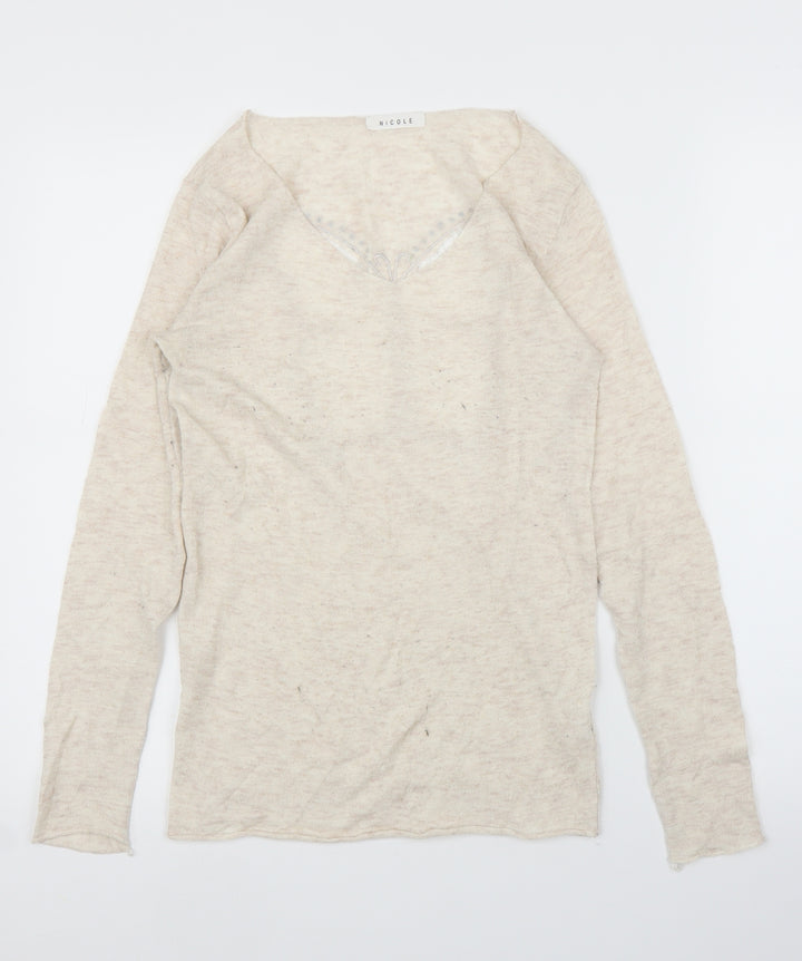 Nicole Womens Beige Basic Blouse Size S - Butterfly