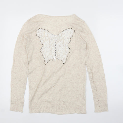 Nicole Womens Beige   Basic Blouse Size S  - Butterfly