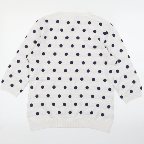 SaSa Womens White Polka Dot  Pullover Jumper Size M