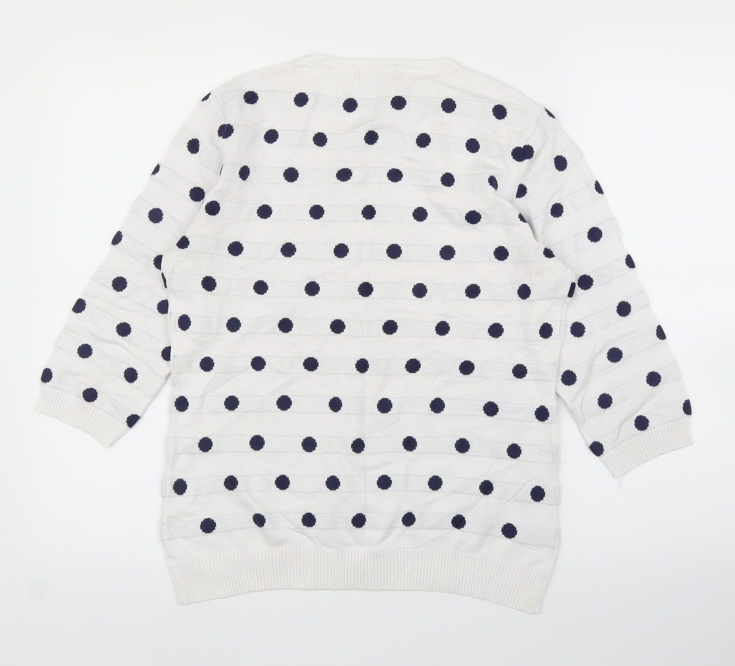 SaSa Womens White Polka Dot  Pullover Jumper Size M