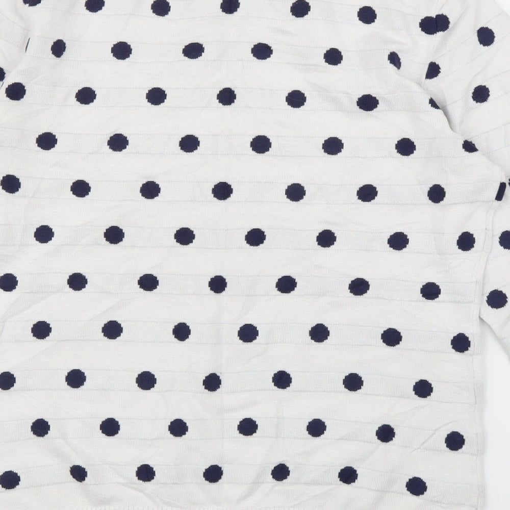 SaSa Womens White Polka Dot  Pullover Jumper Size M