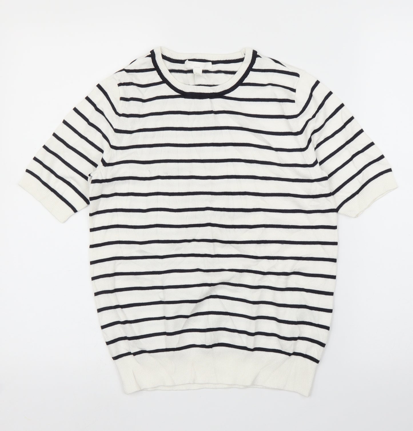 H&M Womens White Striped  Pullover Jumper Size S