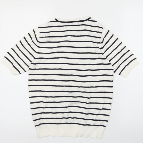 H&M Womens White Striped  Pullover Jumper Size S