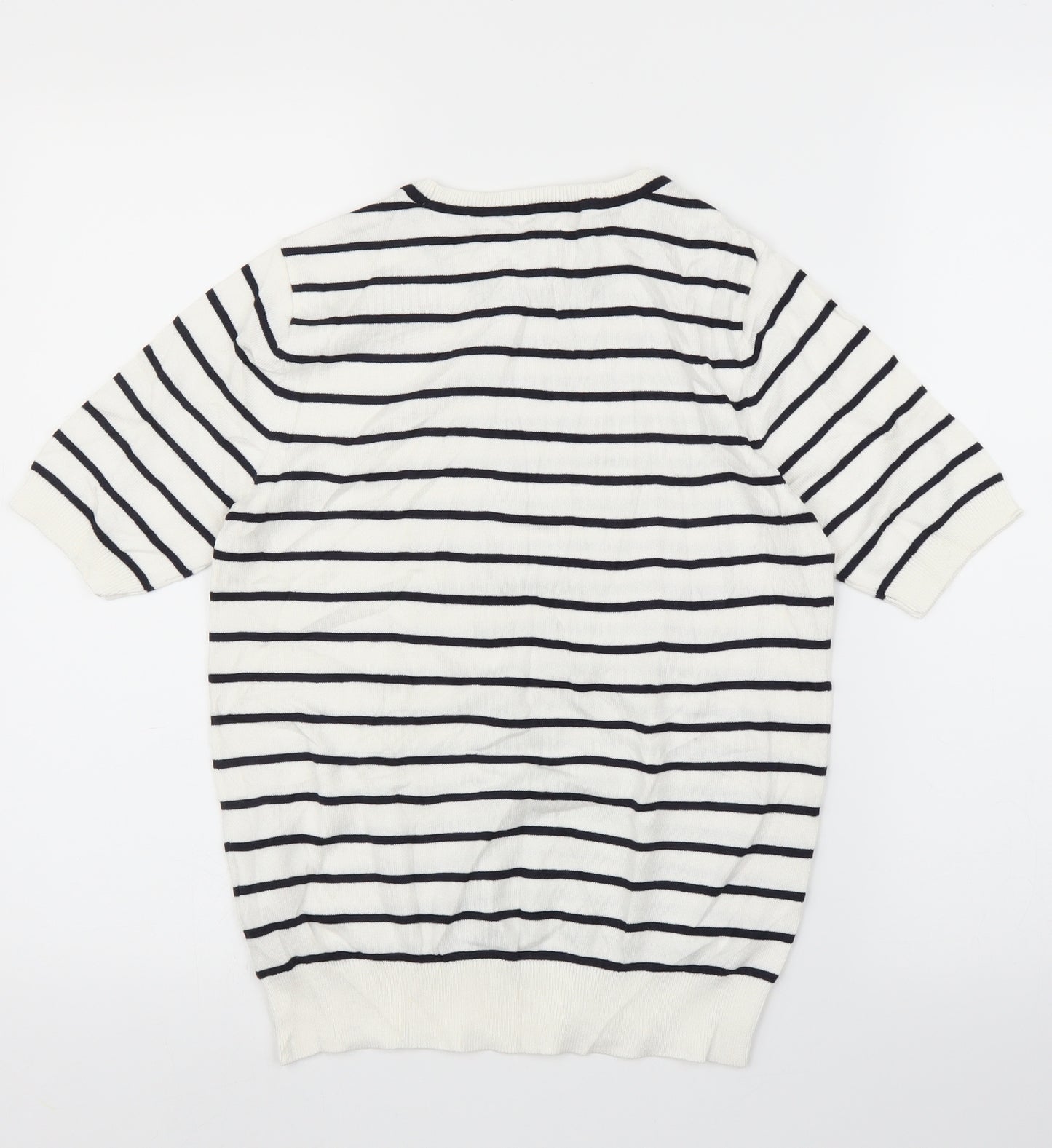 H&M Womens White Striped  Pullover Jumper Size S