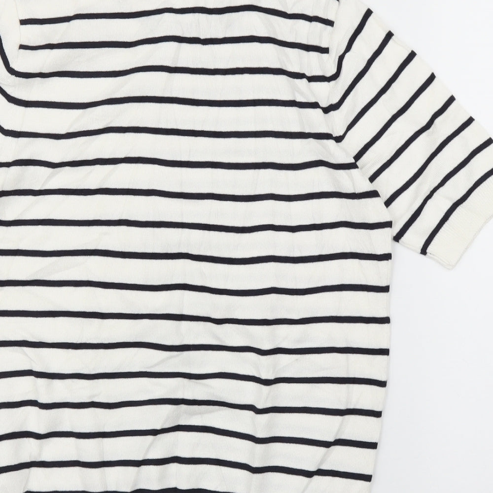 H&M Womens White Striped  Pullover Jumper Size S