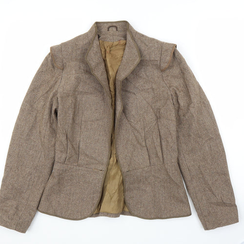 Preworn Womens Brown Herringbone  Cardigan Jumper Size S
