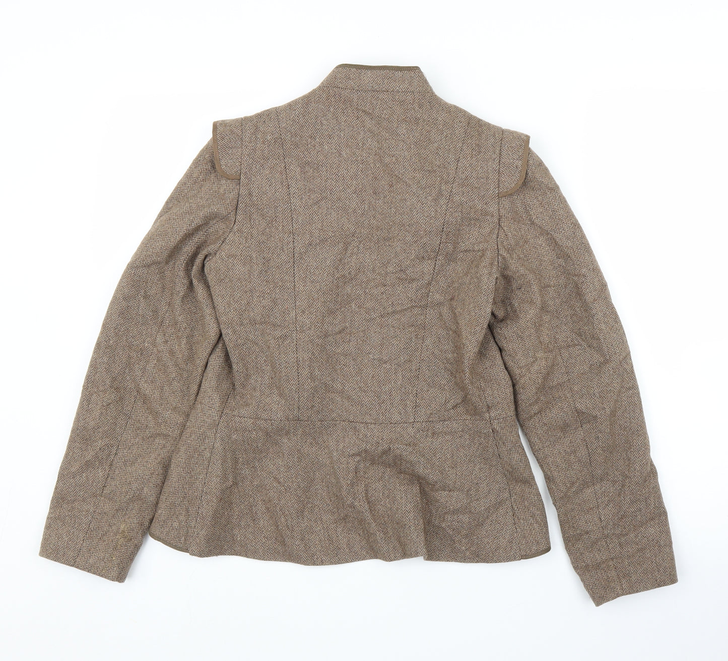 Preworn Womens Brown Herringbone  Cardigan Jumper Size S