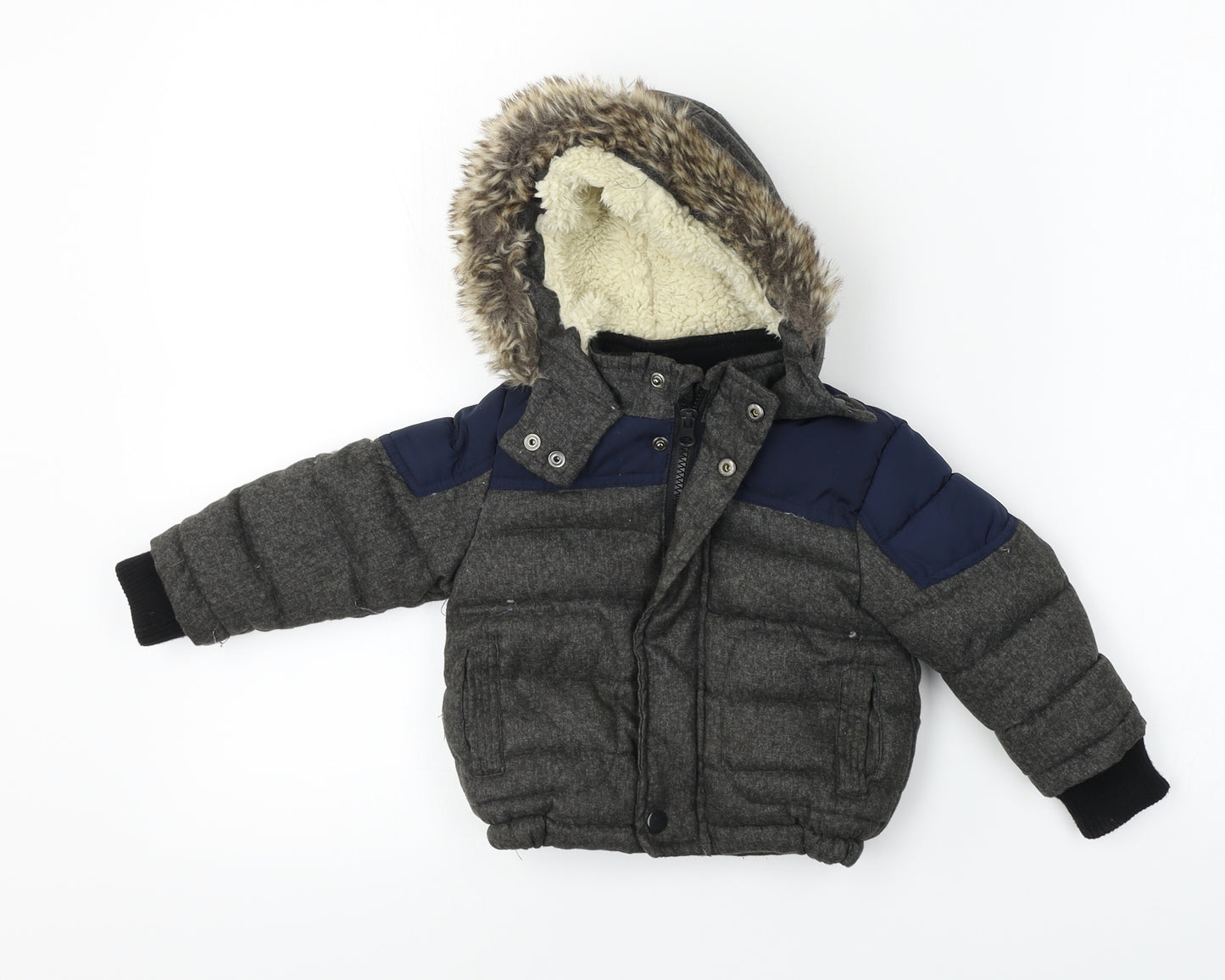Mini Rebel   Boys Grey   Jacket Coat Size 9-12 Months