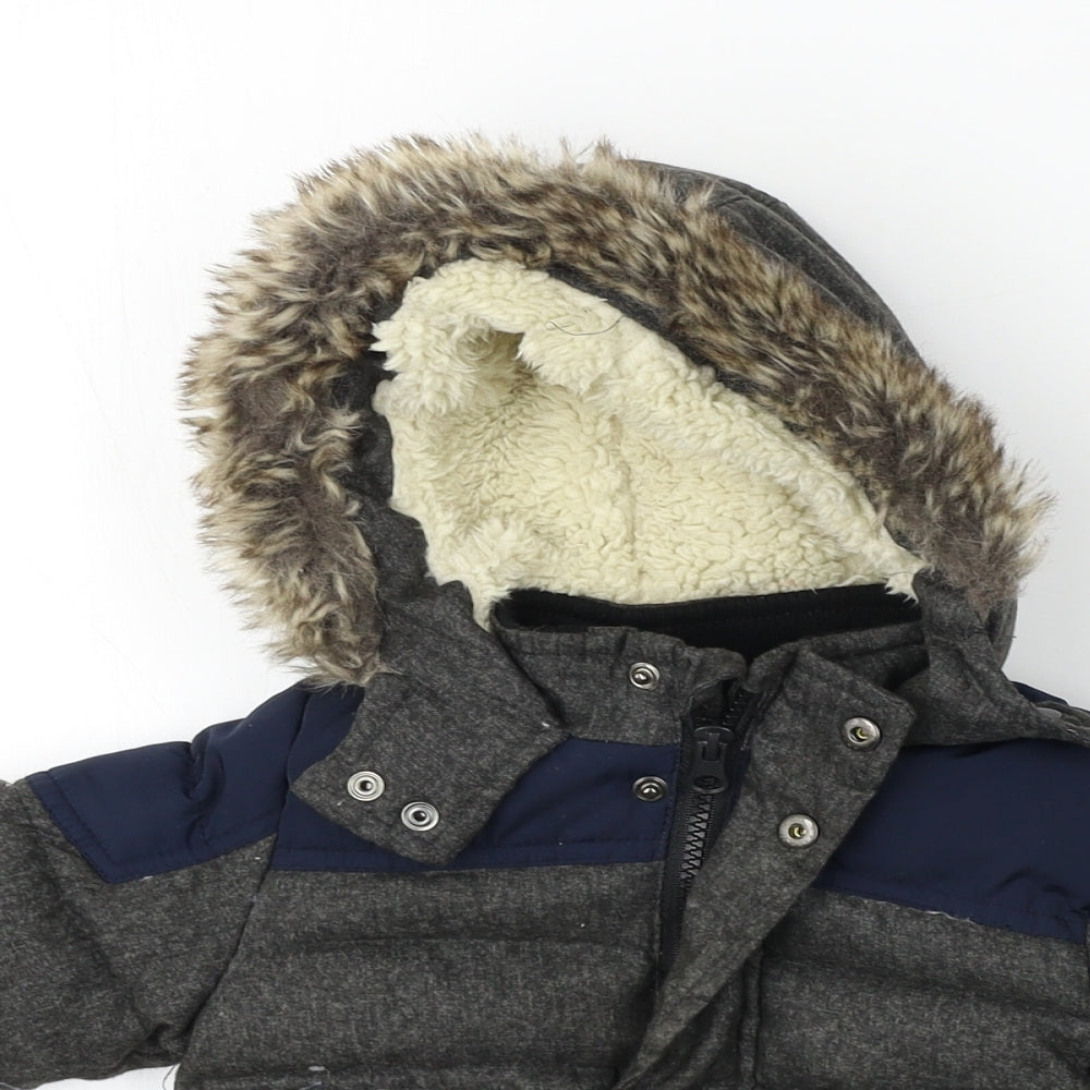 Mini Rebel   Boys Grey   Jacket Coat Size 9-12 Months