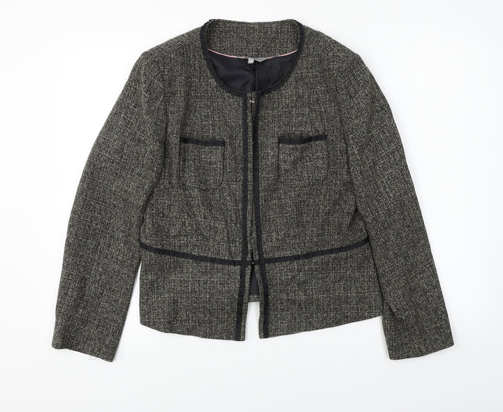 Mia Moda Womens Brown Jacket Blazer Size 14