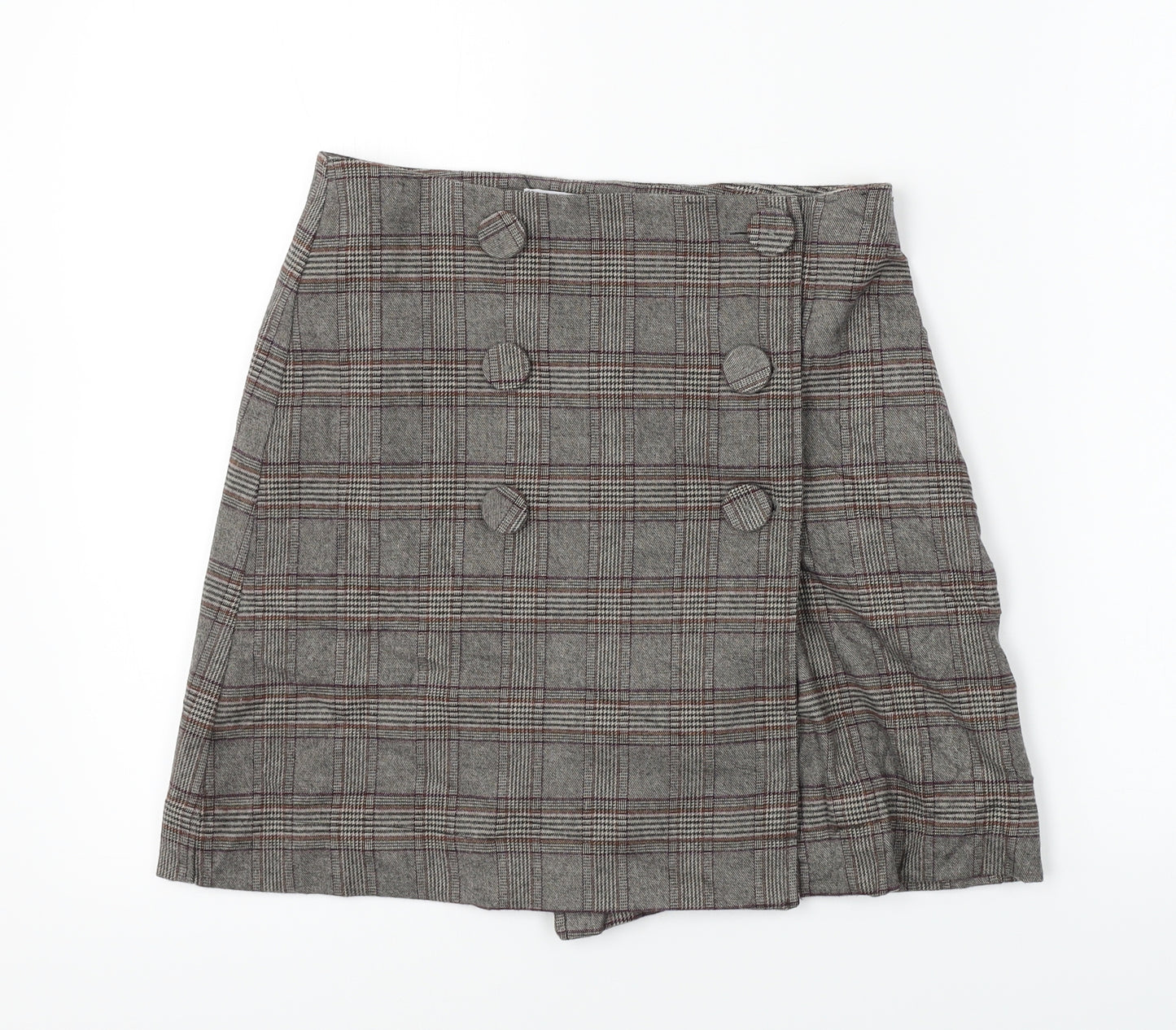 Mango  Womens Brown Check  A-Line Skirt Size M