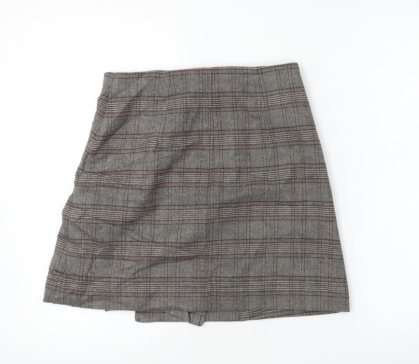 Mango  Womens Brown Check  A-Line Skirt Size M