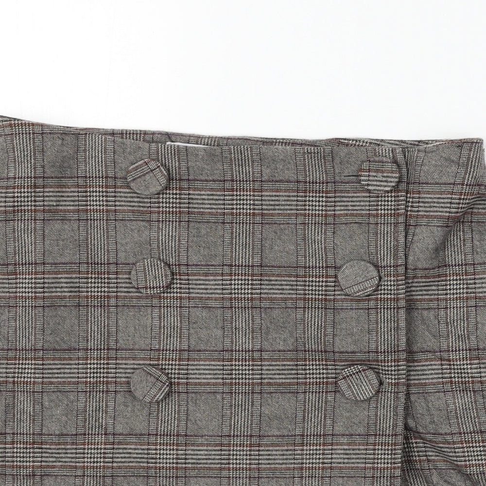 Mango  Womens Brown Check  A-Line Skirt Size M