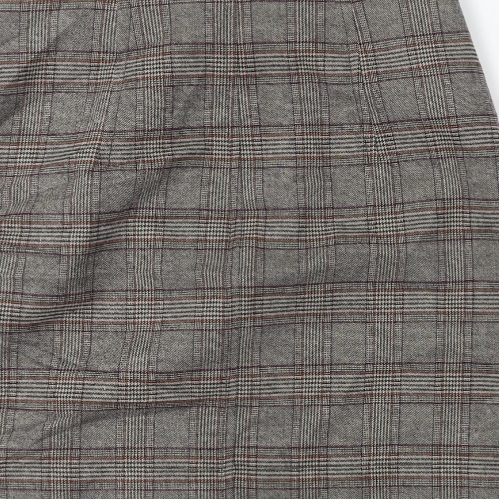 Mango  Womens Brown Check  A-Line Skirt Size M