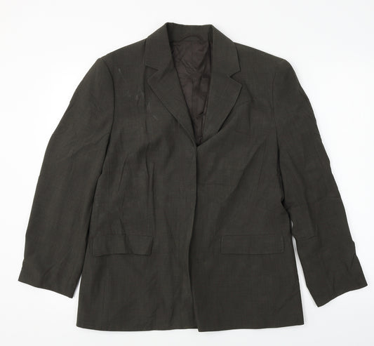 Front view of Yarell women’s green jacket blazer, size UK 12
