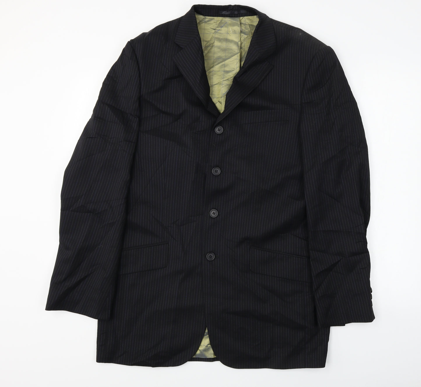 Ben Sherman  Mens Black Striped  Jacket Blazer Size 40
