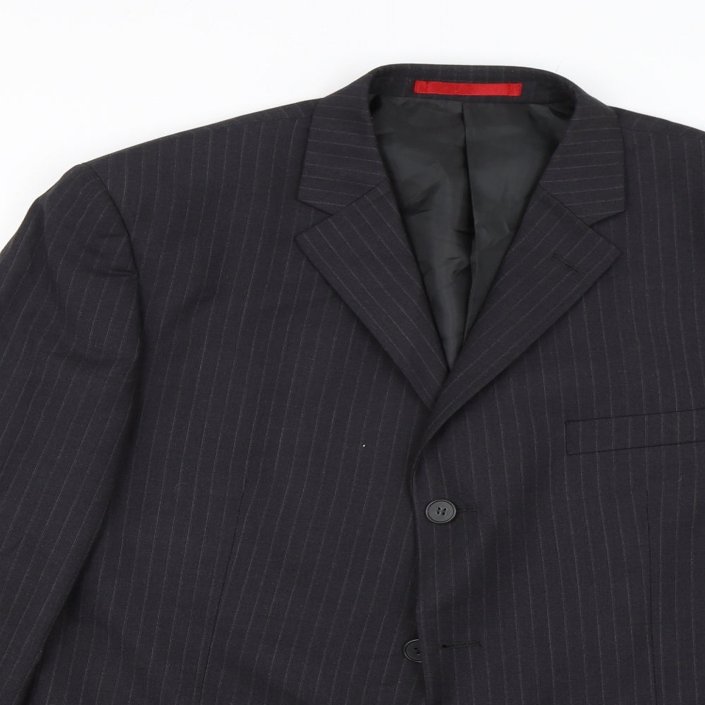 Burton Mens Black Striped  Jacket Suit Jacket Size 42