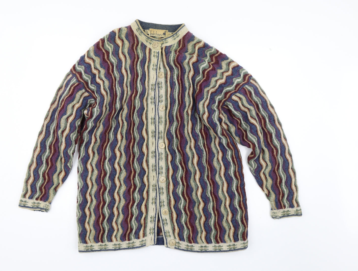 Tulchan Womens Multicoloured Striped  Cardigan Jumper Size XL