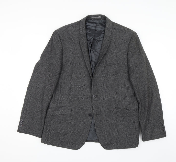 Limehaus Mens Grey Herringbone  Jacket Suit Jacket Size 44