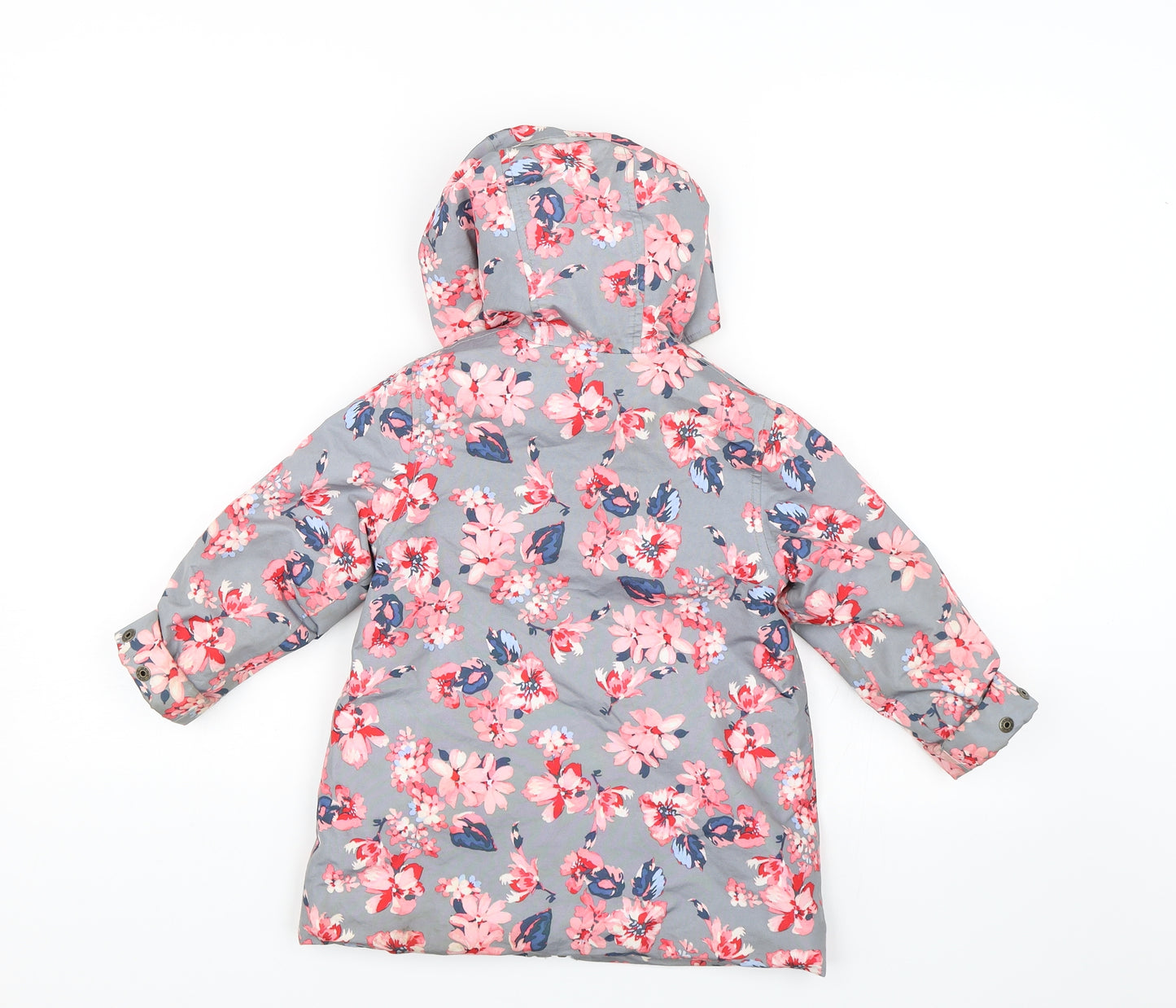 Joules Girls Grey Floral  Basic Coat Coat Size 5 Years