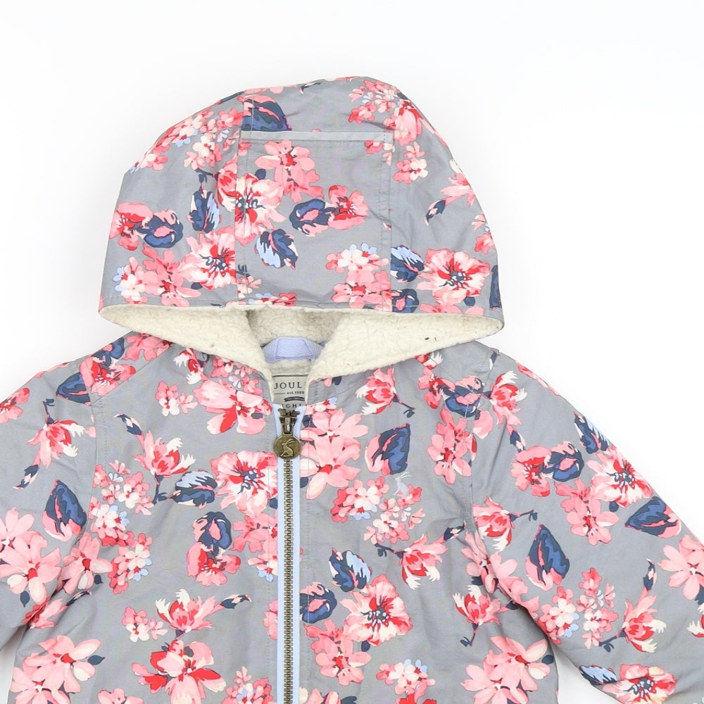 Joules Girls Grey Floral  Basic Coat Coat Size 5 Years