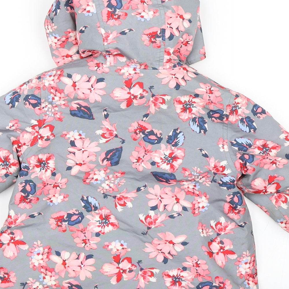 Joules Girls Grey Floral  Basic Coat Coat Size 5 Years
