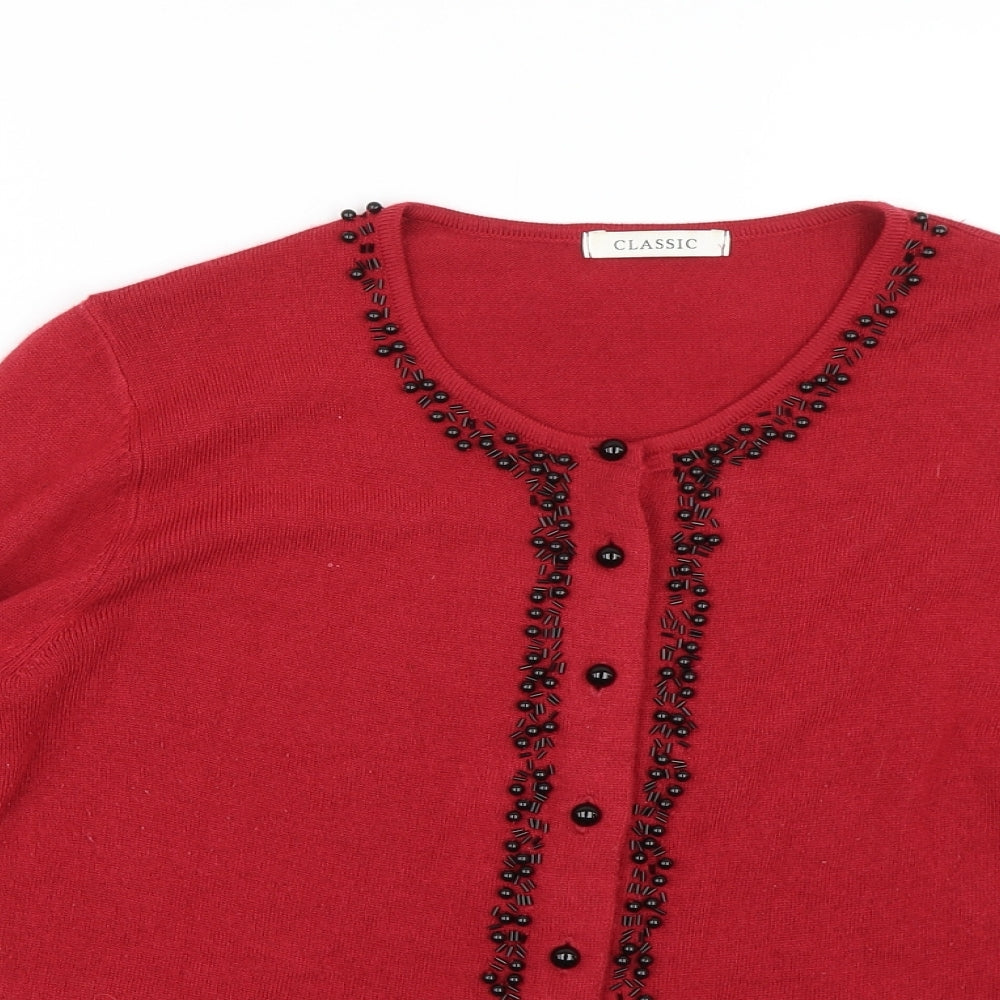 Classic Womens Red   Cardigan Jumper Size 10
