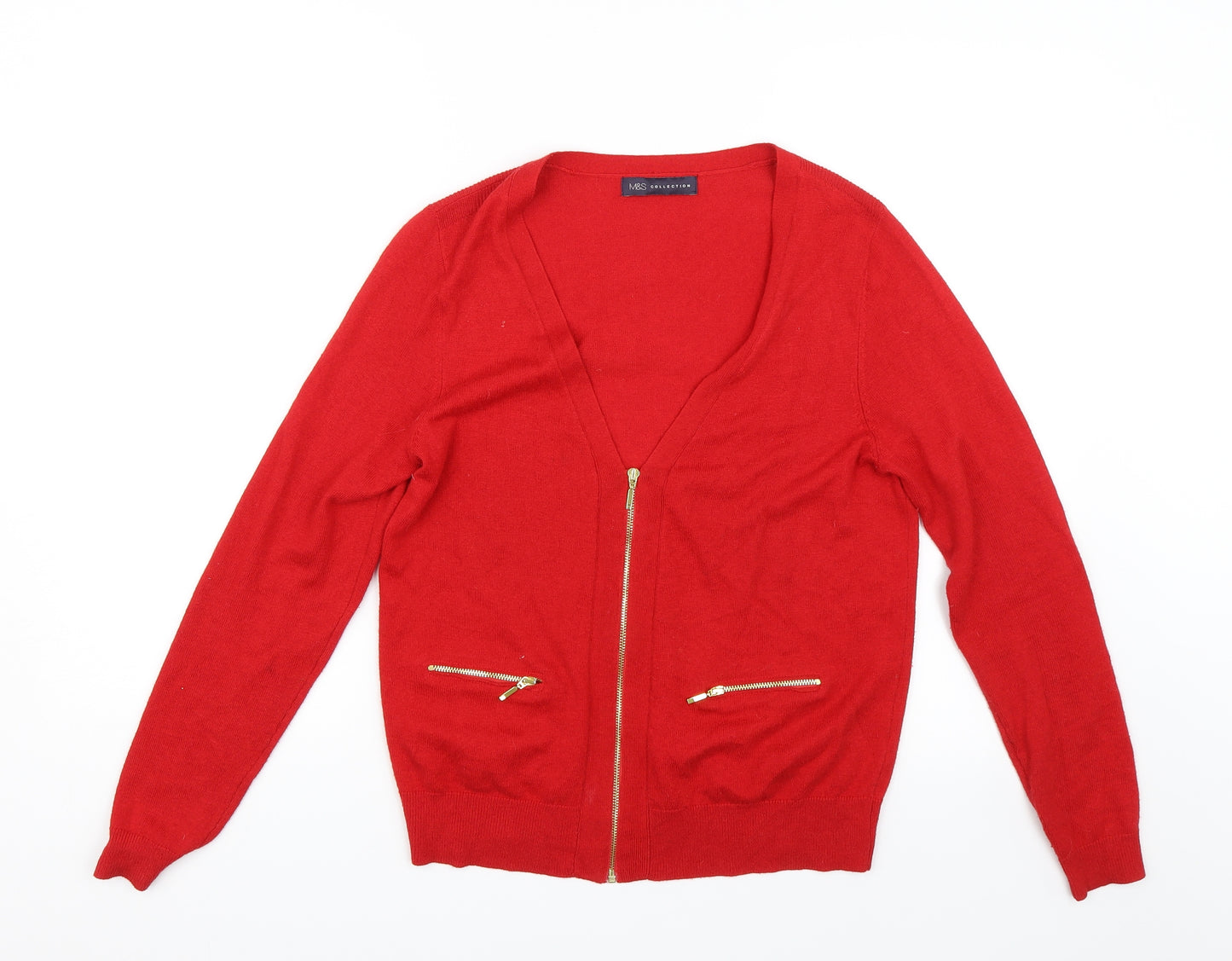 m&s Womens Red   Cardigan Jumper Size 12