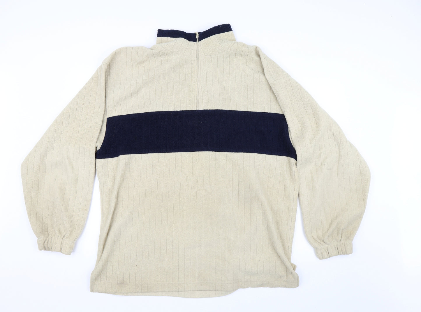 GR Sport Mens Beige Striped Fleece Pullover Sweatshirt Size XL
