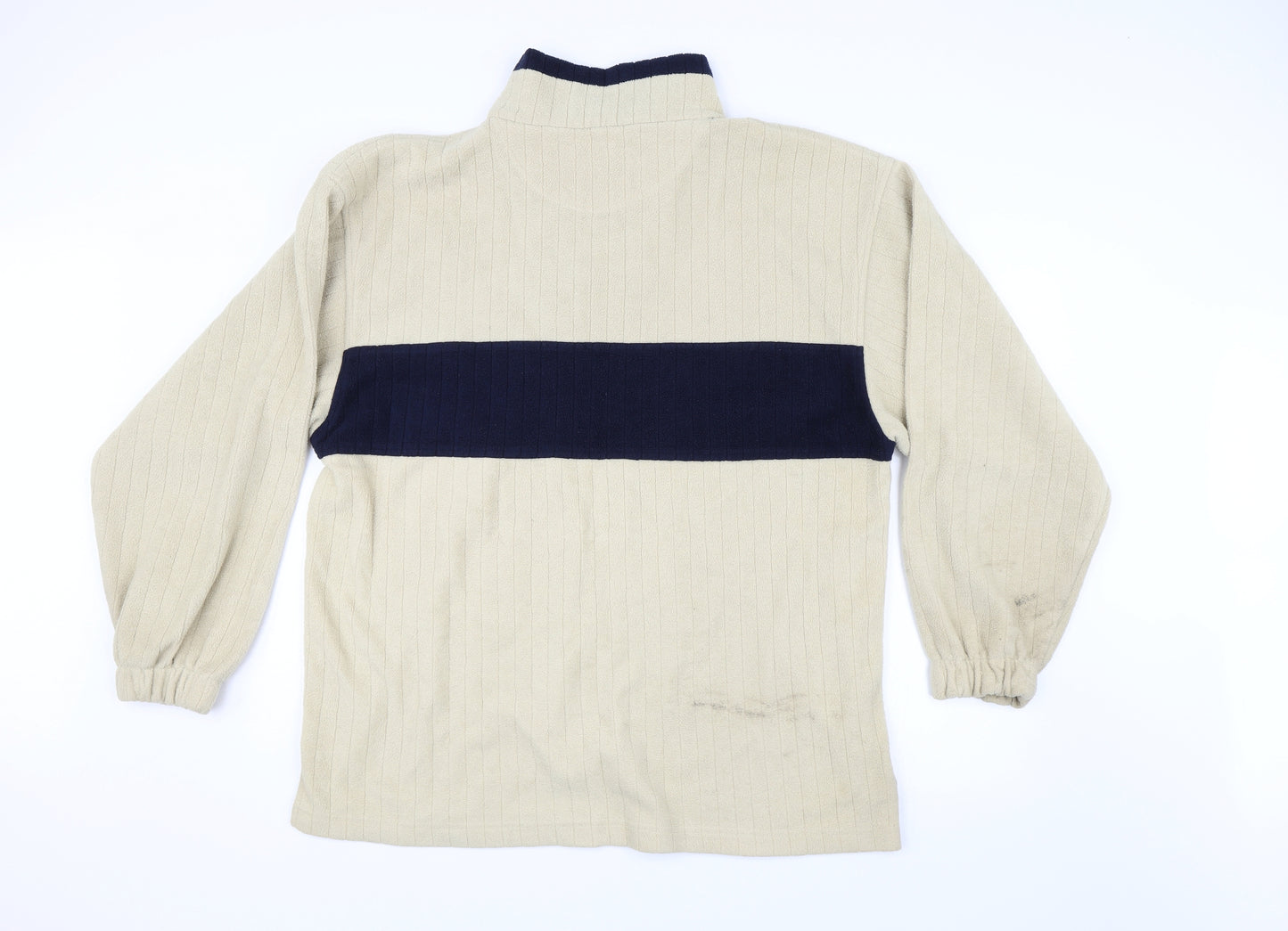 GR Sport Mens Beige Striped Fleece Pullover Sweatshirt Size XL