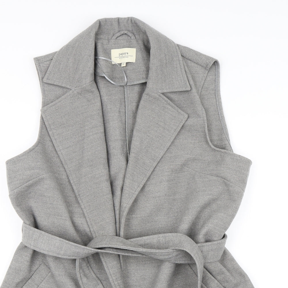 Papaya Womens Grey   Trench Coat Jacket Size L