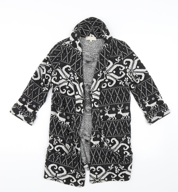 River Island Womens Black Argyle/Diamond Cardigan Jumper Size 8