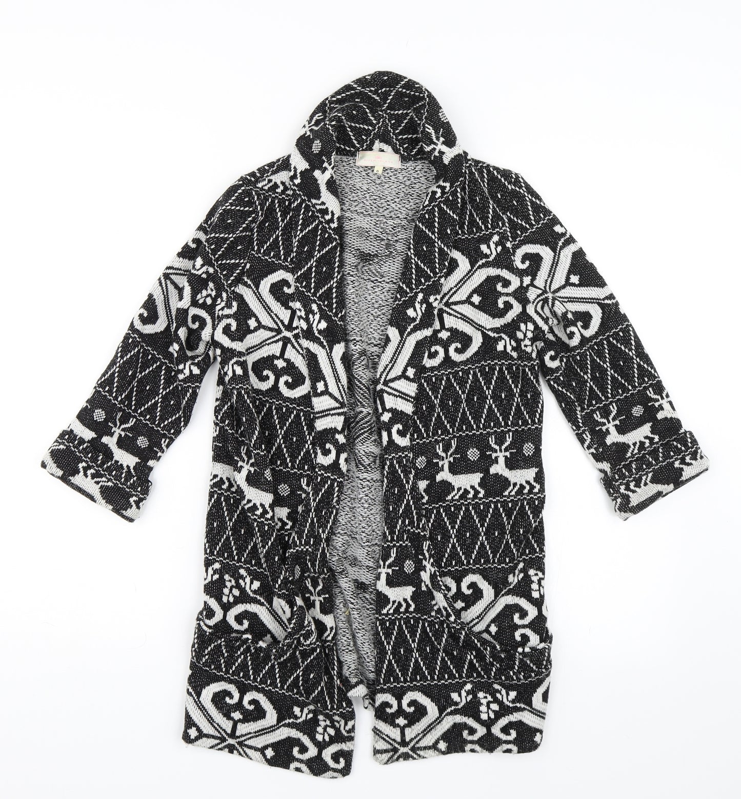 River Island Womens Black Argyle/Diamond  Cardigan Jumper Size 8